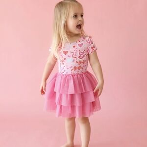 Posh Peanut Ruffled Cap Sleeve Love Cake Tulle Dress 3T/4T BNIB